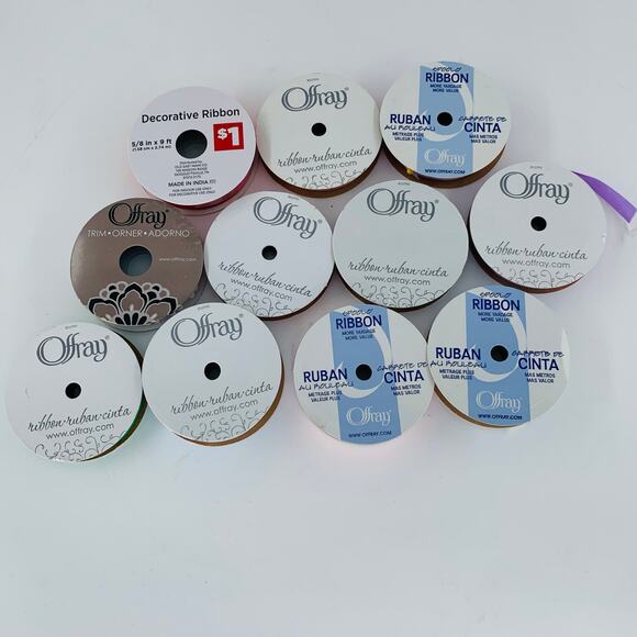 Ribbon Lot For Crafts Multicolor Blue Red Purple Pink Green Grosgrain Satin Trim - Picture 5 of 8